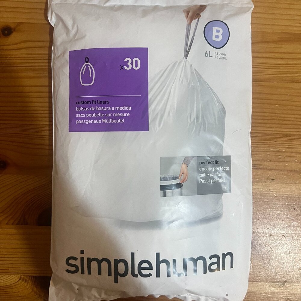 simplehuman Code B Custom Fit Drawstring Trash Bags in Dispenser Packs, 30 Count